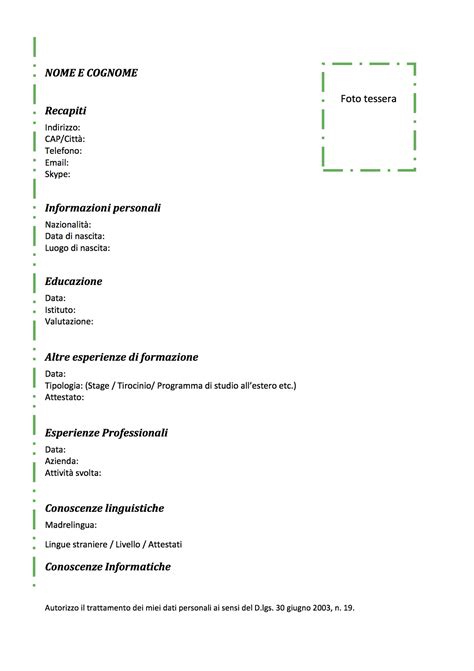 Curriculum Vitae da compilare 